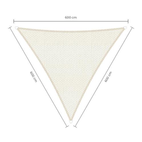 Driehoek schaduwdoek - Wit - Waterdoorlatend - 6,0 x 6,0 x 6, Tuin en Terras, Schaduwdoeken, Ophalen of Verzenden
