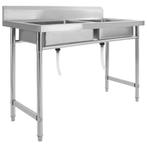 Dubbele Spoelbak RVS | Retourdeal | 120x60cm -40%, Doe-het-zelf en Verbouw, Sanitair, Ophalen of Verzenden, Nieuw, Rvs, Wastafel