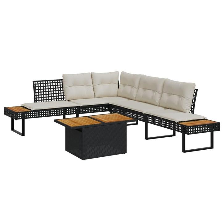 vidaXL 2-delige Loungeset met kussens poly rattan en, Tuin en Terras, Tuinsets en Loungesets, Loungeset, Nieuw, 2 zitplaatsen