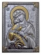 Icoon - Moeder Gods van Vladimir - Verzilverd, Hout - 18 x