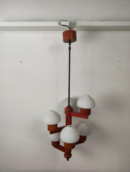 Plafondlamp - Teak - Scandinavische kroonluchter, Antiek en Kunst, Antiek | Lampen