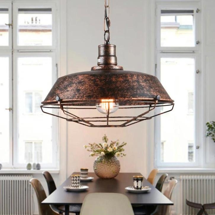 Industriële Retro Hanglamp E27 – Vintage Loft Lamp, Huis en Inrichting, Lampen | Hanglampen, Nieuw, Verzenden