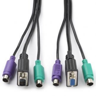 KVM kabel | 2 meter (VGA + 2x PS/2 naar VGA + 2x PS/2), Computers en Software, Pc- en Netwerkkabels, Nieuw, Verzenden