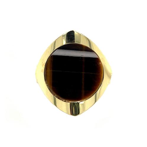 Gouden ring met tijgeroog 14 krt, Sieraden, Tassen en Uiterlijk, Ringen, Nieuw, Ophalen of Verzenden