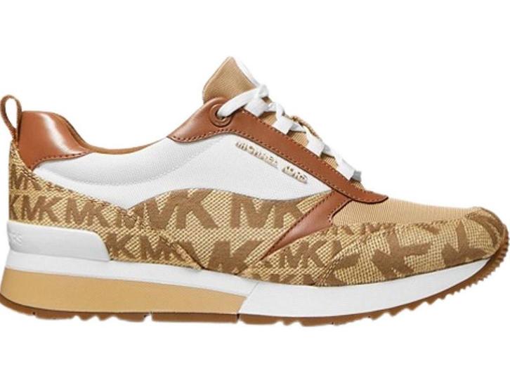 Michael Kors Allie Stride - Sneaker - Bruin logo print -, Kleding | Dames, Overige Dameskleding, Zo goed als nieuw, Verzenden