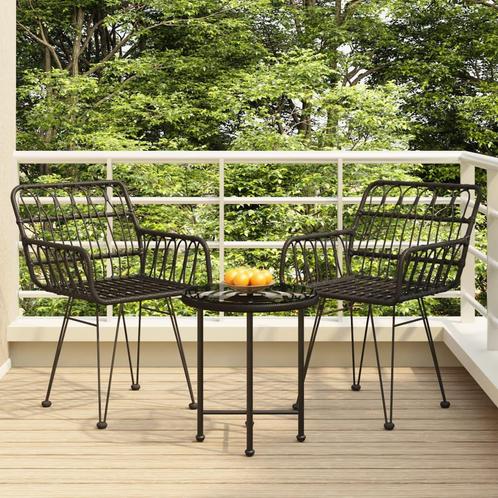 vidaXL 3-delige Tuinset poly rattan zwart, Tuin en Terras, Tuinsets en Loungesets, Tuinset, Nieuw, 3 zitplaatsen, Rotan, Verzenden