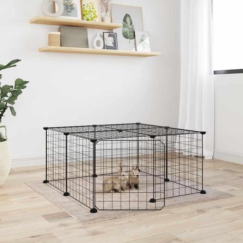 vidaXL Huisdierenkooi met deur 12 panelen 35x35 cm staal, Dieren en Toebehoren, Knaagdieren en Konijnen | Hokken en Kooien, Nieuw