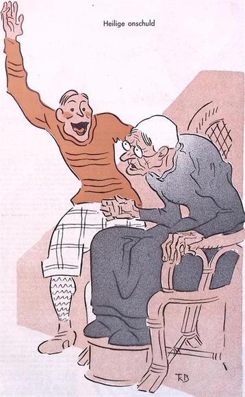 Spotprent over Jacques van Egmond(?) (lijst optie, Lithos) beschikbaar voor biedingen