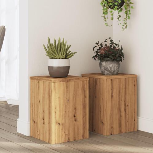 vidaXL Plantenstandaards 2 st 25x25x35 cm hout artisanaal, Tuin en Terras, Overige Tuin en Terras, Nieuw, Verzenden