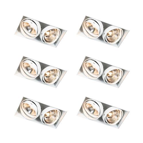 Set van 6 Inbouwspot wit GU10 AR111 trimless 2-lichts -, Huis en Inrichting, Lampen | Spots, Nieuw, Overige materialen