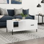 vidaXL Salontafel 90x50x40 cm bewerkt hout hoogglans wit, 50 tot 100 cm, Verzenden, Nieuw, 50 tot 100 cm
