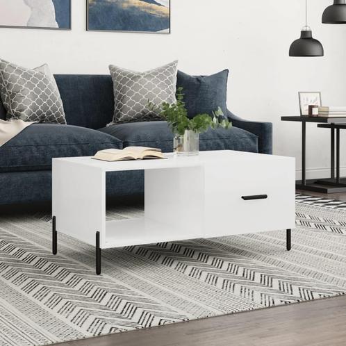 vidaXL Salontafel 90x50x40 cm bewerkt hout hoogglans wit, Huis en Inrichting, Tafels | Salontafels, 50 tot 100 cm, Nieuw, Overige houtsoorten