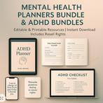 Mental Health Planners Bundle (MRR) &amp; ADHD Bundle, Nieuw