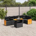 vidaXL 7-delige Loungeset met kussens poly rattan zwart, Verzenden, Nieuw, Rotan, Loungeset