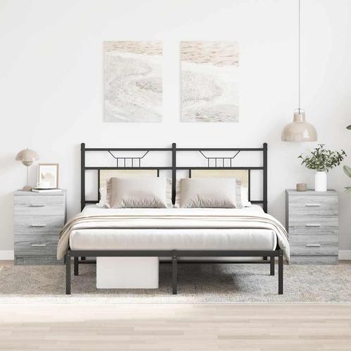 vidaXL Nachtkastjes 2 st 38x35x56 cm bewerkt hout grijs, Huis en Inrichting, Slaapkamer | Nachtkastjes, Nieuw, Minder dan 45 cm