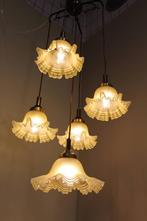 Vintage gouden cascadelamp, hanglamp - jaren 70, Gebruikt, Glas, Vintage