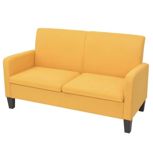 vidaXL Tweezitsbank 135x65x76 cm geel, Huis en Inrichting, Banken | Bankstellen, Nieuw, Minder dan 150 cm, Stof, Tweepersoons