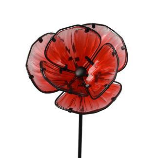 Tuinsteker bloem | Decoris | 91 cm (Glas, Rood), Huis en Inrichting, Woonaccessoires | Kunstplanten en Kunstbloemen, Nieuw, Verzenden