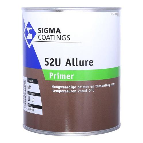 Sigma S2U Allure Primer - WIT - 1 liter (Grondverf - Primer), Doe-het-zelf en Verbouw, Verf, Beits en Lak, Verf, Wit, Nieuw, Minder dan 5 liter