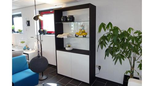Boekenkast Panda hoogglans wit met massief bamboe, Huis en Inrichting, Kasten | Boekenkasten, Nieuw, Ophalen of Verzenden