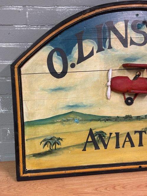 O. Linstrom Aviation - Reclamebord - 3D - Hout, Antiek en Kunst, Curiosa en Brocante