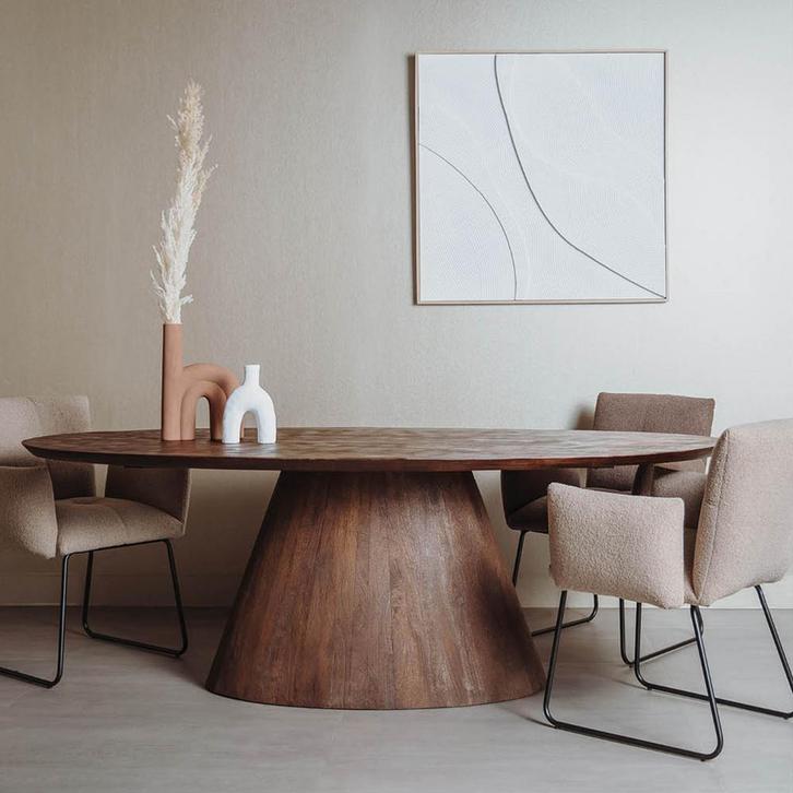 *WOONWINKEL* Tower Living Premana Ovale Eettafel Mangohout 2, Huis en Inrichting, Tafels | Eettafels, Nieuw, Verzenden