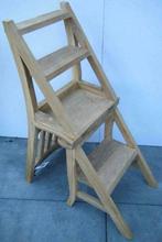 Trapstoel 2-in-1, stoel en huishoudtrapje / ladder in-een, Nieuw, Vijf, Zes of meer stoelen, Teakhout, robuust, blank hout, rustiek, hout, natuurlijk, stoer