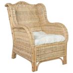 vidaXL Stoel met kussen natuurlijk rattan en linnen, Verzenden, Nieuw, Riet of Rotan, Minder dan 150 cm