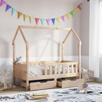 vidaXL Kinderbedframe met lades 70x140 cm massief grenenhout, Verzenden, Nieuw, Bruin, Hout