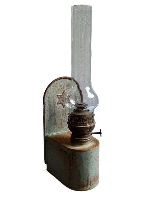 Judaica - Eisenblech - 1930-1950 - Olie-wandlamp Davidster, Antiek en Kunst, Antiek | Boeken en Bijbels