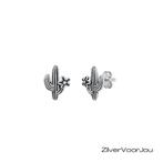 925 zilveren bloeiende cactus oorstekers, Verzenden, Nieuw, Zilver