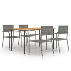 vidaXL 5-delige Tuinset poly rattan antracietkleurig, 4 zitplaatsen, Nieuw, Tuinset, Verzenden