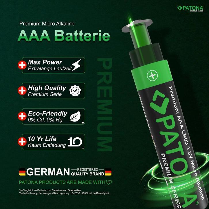 10x Premium Patona batterij AAA - micro LR03 | alkaline, Audio, Tv en Foto, Accu's en Batterijen, Nieuw, Ophalen of Verzenden