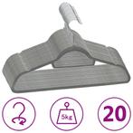 vidaXL 20-delige Kledinghangerset anti-slip fluweel grijs, Kleding | Dames, Kledinghangers, Verzenden, Nieuw