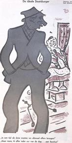 De ideale Staatsburger op spotprent (lijst optie, Lithos), Antiek en Kunst, Verzenden
