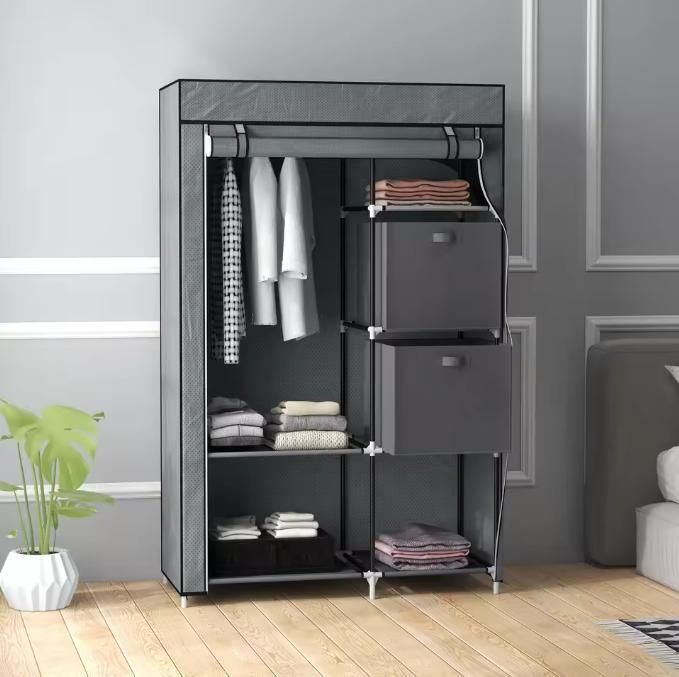 Opvouwbare Stoffen Kledingkast – Met Hangroede en 6 Planken, Huis en Inrichting, Kasten | Kledingkasten, Nieuw, Verzenden