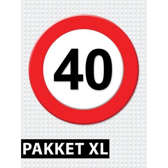 Verkeersbord  40 jaar versiering pakket XL - 40 jaar versi.., Hobby en Vrije tijd, Feestartikelen, Ophalen of Verzenden