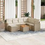 vidaXL 8-delige Loungeset met kussens poly rattan beige, Tuin en Terras, Tuinsets en Loungesets, Verzenden, Nieuw, Loungeset