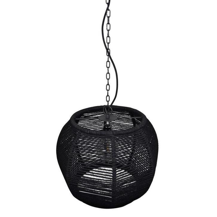 Stoere touw hanglamp Milca, Zwart touw, Huis en Inrichting, Lampen | Hanglampen, Nieuw, Metaal, 75 cm of meer, Ophalen of Verzenden