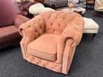 Chesterfield Maarssen Orig Camel suede Chesterfield Fauteuil, Huis en Inrichting, Fauteuils, Ophalen, Zo goed als nieuw, Leer