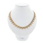 Gouden galeriedraad schakel met bollen collier | 44 cm, Ophalen of Verzenden, Gebruikt, Overige kleuren, Goud
