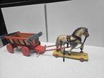 onbekend - Speelgoed Paard met wagen antiek - 1940-1950 -