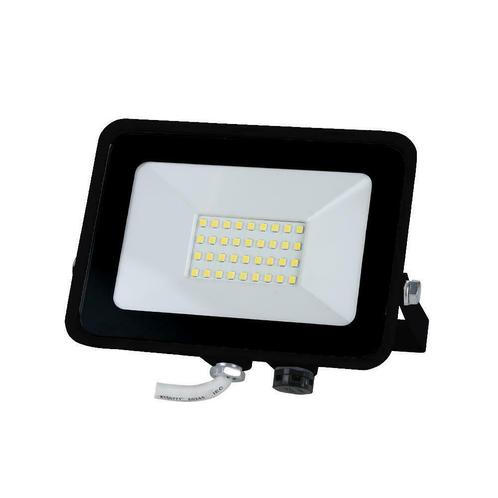 LED bouwlamp - Zwart - 30W - 2400 lumen - Met beugel, Tuin en Terras, Buitenverlichting, Waterbestendig, Led, Netvoeding, Minder dan 50 watt