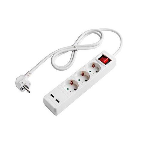 Stekkerdoos 3-voudig | Geaard | 1,5M kabel | Wit, Doe-het-zelf en Verbouw, Elektra en Kabels, Kabel of Snoer, Nieuw, Ophalen of Verzenden