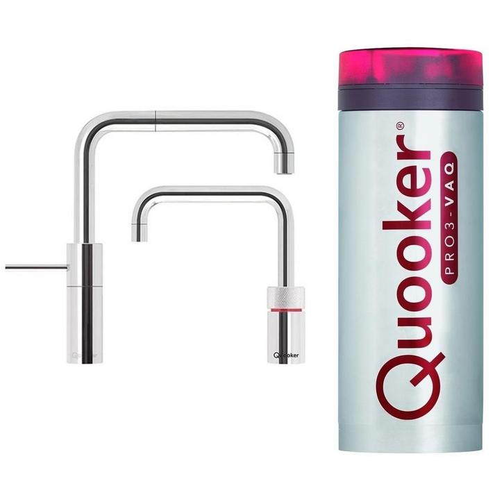 Quooker Nordic Square Twintaps met PRO3 VAQ-E Boiler Chroom, Doe-het-zelf en Verbouw, Sanitair, Ophalen of Verzenden