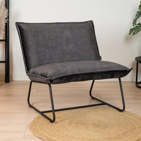 40% Korting: Velvet fauteuil Paris antraciet, Huis en Inrichting, Fauteuils, Zo goed als nieuw, Stof, Ophalen