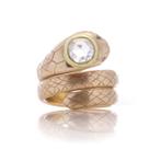 Victorian impressive  mens coiled snake band - 18 karaat