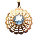 18 Krt. Gouden hanger met blauw gekleurde steen, Ophalen of Verzenden, Gebruikt, Goud, Overige merken