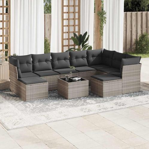 vidaXL 10-delige Loungeset met kussens poly rattan, Tuin en Terras, Tuinsets en Loungesets, Loungeset, Nieuw, Rotan, Verzenden