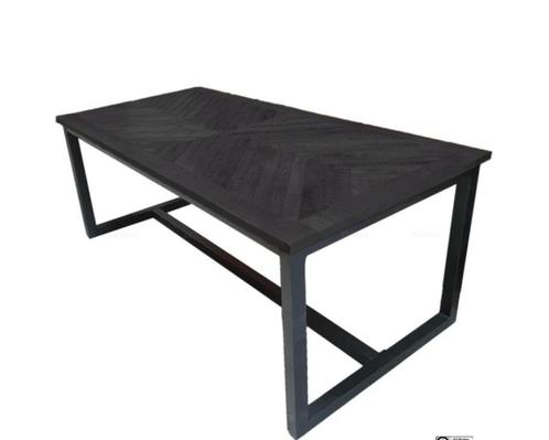 Eettafel Jaxx Zwart Visgraat | Mangohout | 160–220 cm — 160c, Huis en Inrichting, Tafels | Eettafels, Ophalen